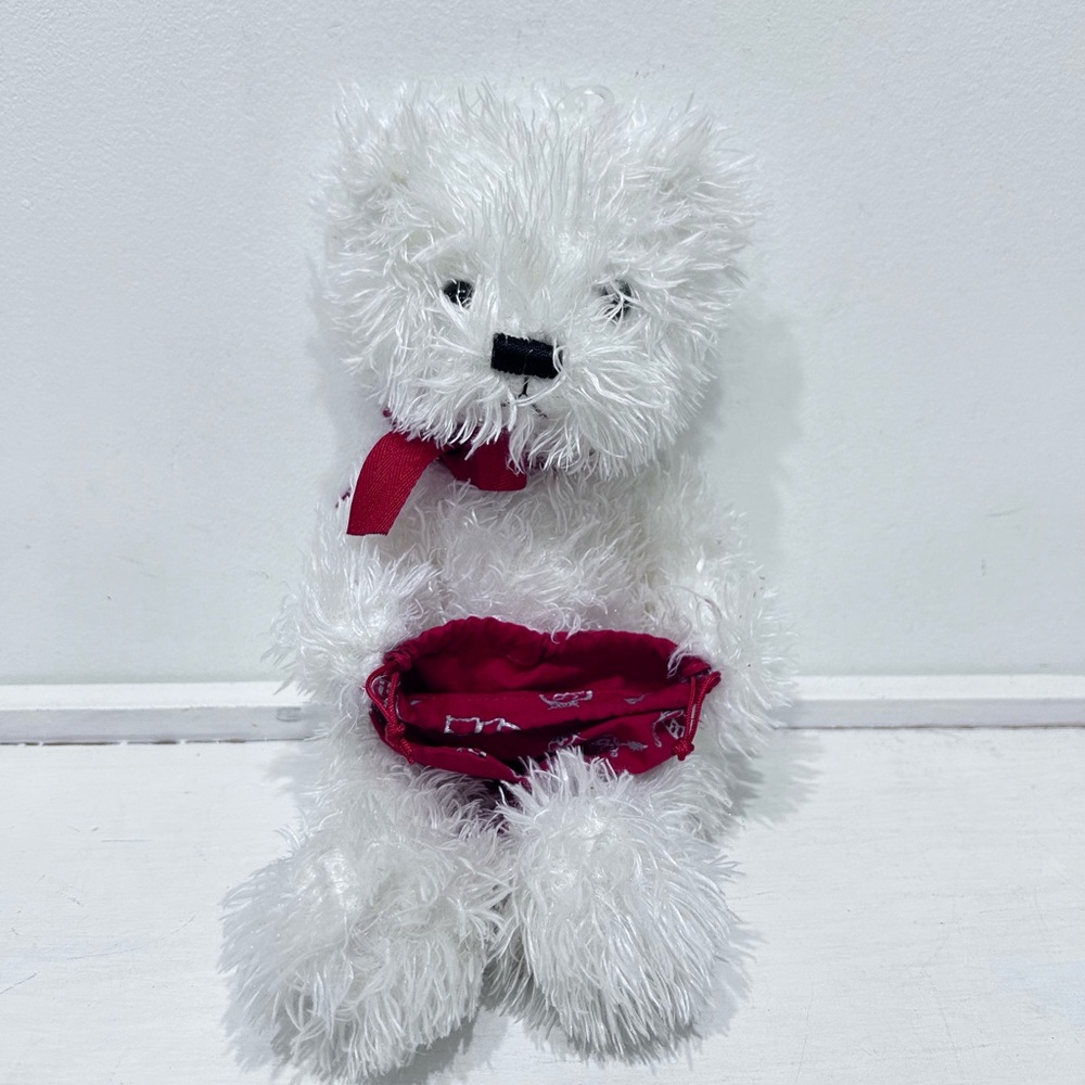 HBC Animal Adventure White Plush Bear with Red Scarf & Pouch 12 Inches
